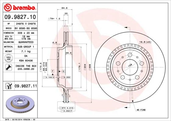 Тормозной диск BREMBO 09982711