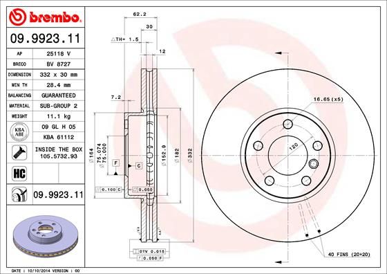 Тормозной диск BREMBO 09992311