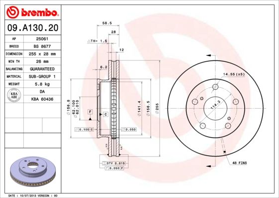 Тормозной диск BREMBO 09A13020