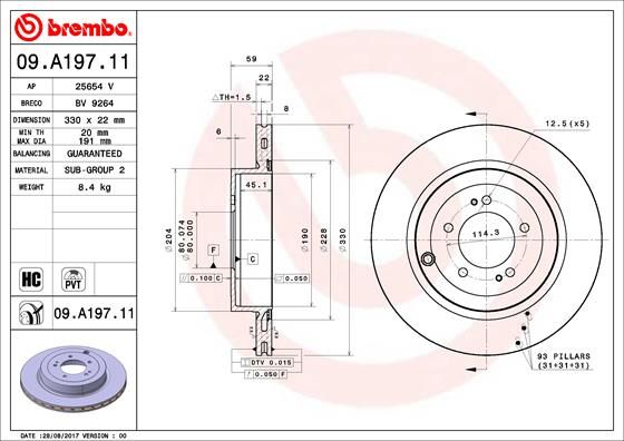 Тормозной диск BREMBO 09A19711