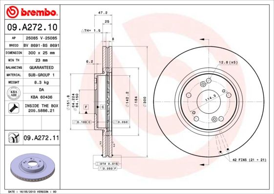 Тормозной диск BREMBO 09A27211