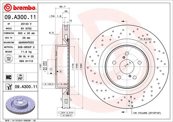 Тормозной диск BREMBO 09A30011