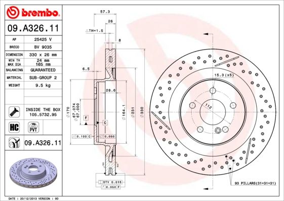 Тормозной диск BREMBO 09A32611