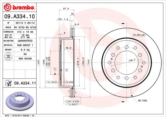 Тормозной диск BREMBO 09A33411