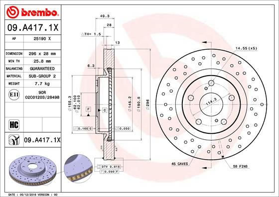 Тормозной диск BREMBO 09A4171X