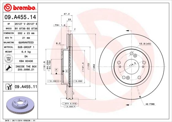 Тормозной диск BREMBO 09A45514