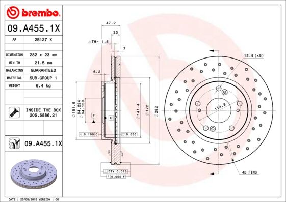Тормозной диск BREMBO 09A4551X