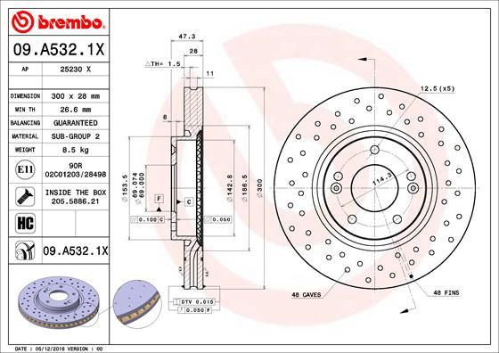 Тормозной диск BREMBO 09A5321X