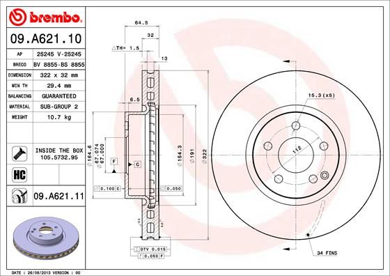 Тормозной диск BREMBO 09A62111