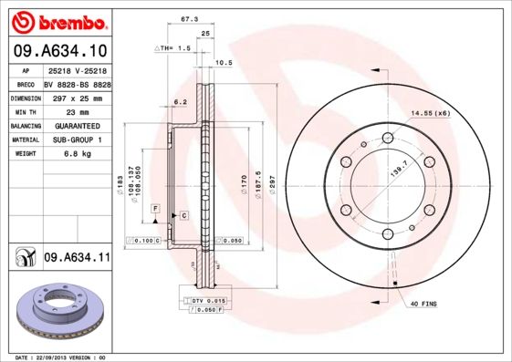 Тормозной диск BREMBO 09A63411