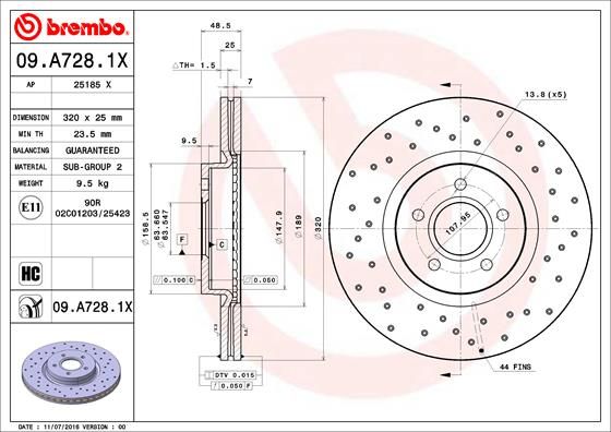 Тормозной диск BREMBO 09A7281X
