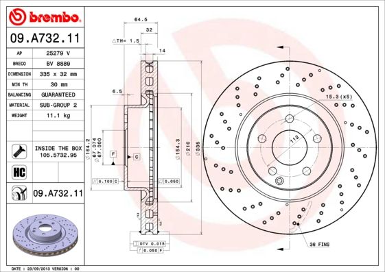Тормозной диск BREMBO 09A73211