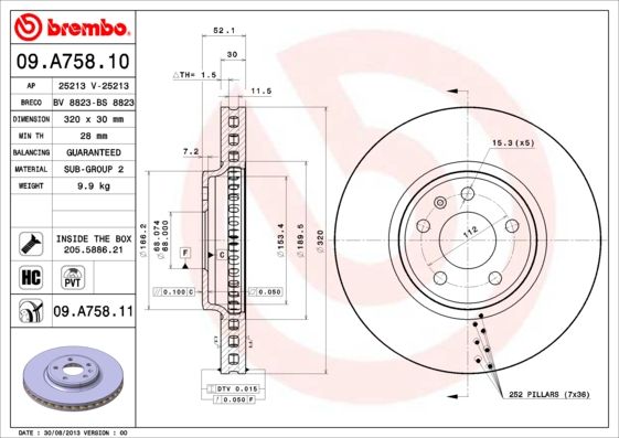 Тормозной диск BREMBO 09A75811