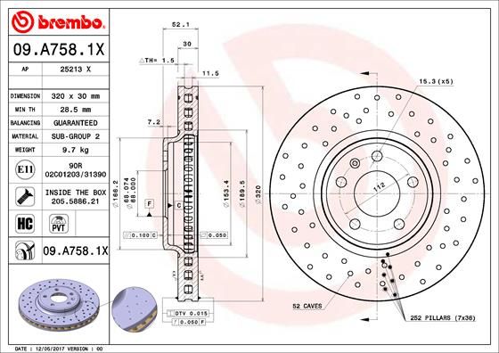 Тормозной диск BREMBO 09A7581X