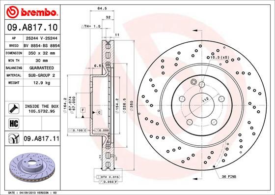 Тормозной диск BREMBO 09A81711