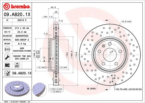 Тормозной диск BREMBO 09A8201X