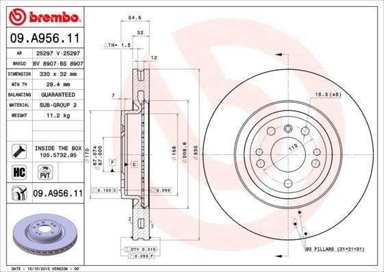 Тормозной диск BREMBO 09A95611