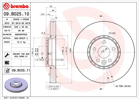 Тормозной диск BREMBO 09B02511