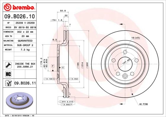 Тормозной диск BREMBO 09B02611