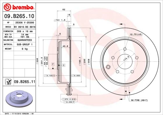 Тормозной диск BREMBO 09B26511