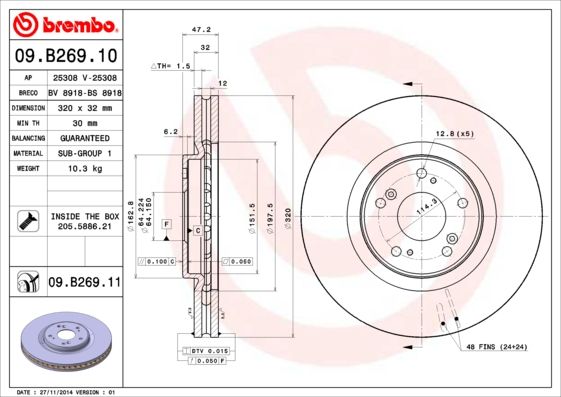 Тормозной диск BREMBO 09B26910