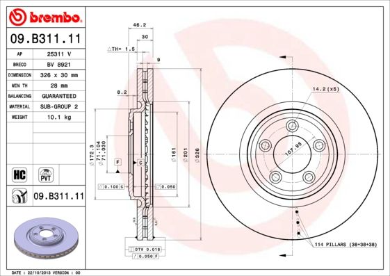 Тормозной диск BREMBO 09B31111