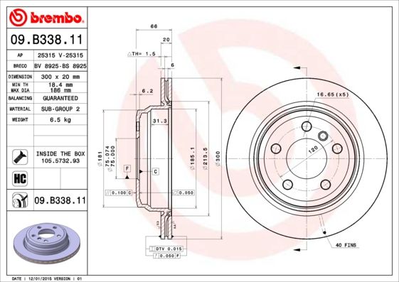 Тормозной диск BREMBO 09B33811