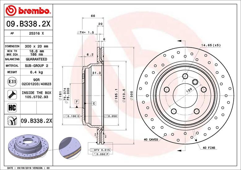 Тормозной диск BREMBO 09B3382X