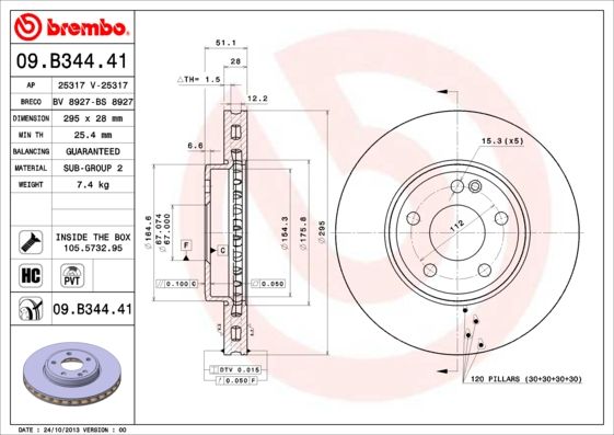 Тормозной диск BREMBO 09B34441