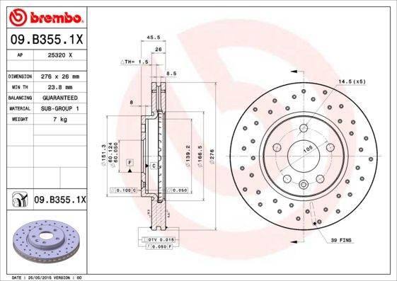 Тормозной диск BREMBO 09B3551X