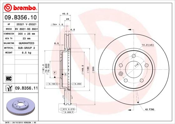 Тормозной диск BREMBO 09B35611