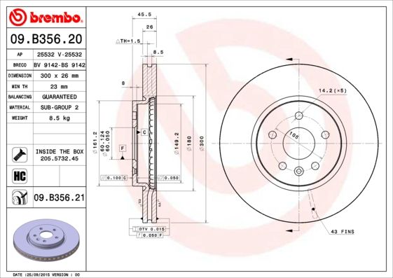 Тормозной диск BREMBO 09B35621