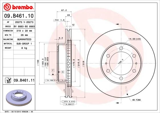 Тормозной диск BREMBO 09B46111