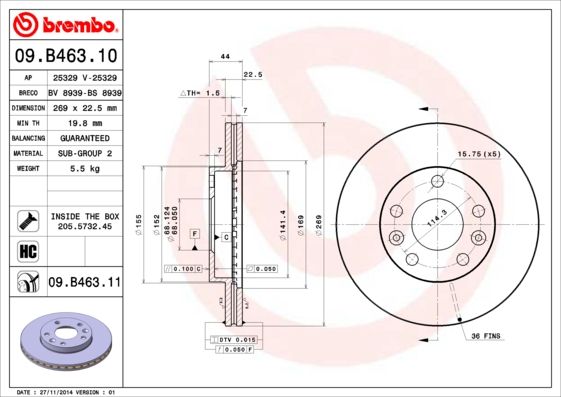 Тормозной диск BREMBO 09B46310