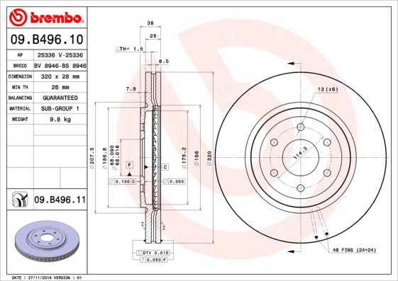 Тормозной диск BREMBO 09B49610