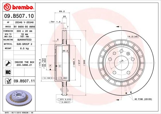 Тормозной диск BREMBO 09B50711