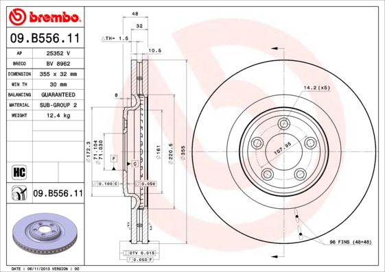 Тормозной диск BREMBO 09B55611
