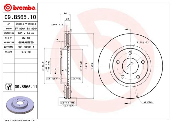 Тормозной диск BREMBO 09B56511