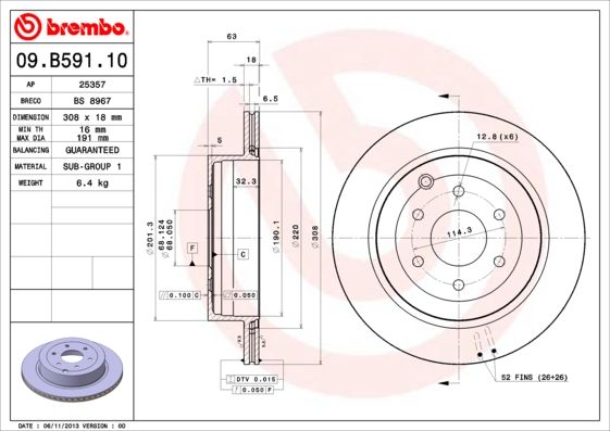 Тормозной диск BREMBO 09B59110
