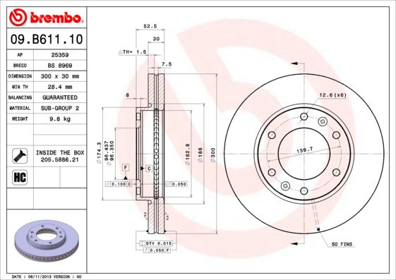 Тормозной диск BREMBO 09B61110