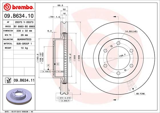 Тормозной диск BREMBO 09B63411