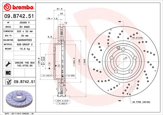 Тормозной диск BREMBO 09B74251