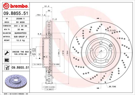 Тормозной диск BREMBO 09B85551