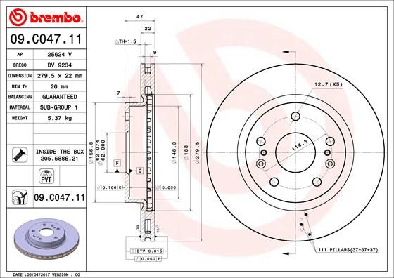Тормозной диск BREMBO 09C04711