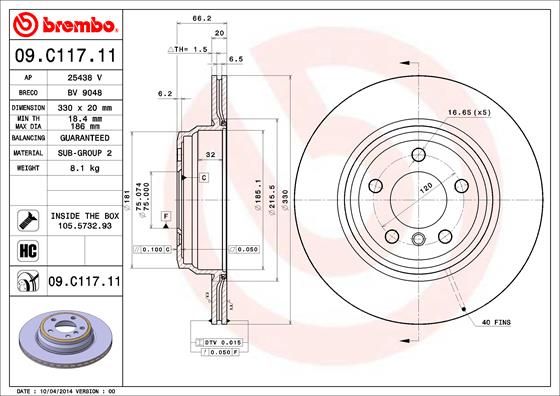 Тормозной диск BREMBO 09C11711