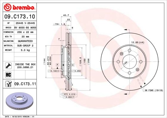 Тормозной диск BREMBO 09C17311
