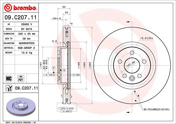 Тормозной диск BREMBO 09C20711