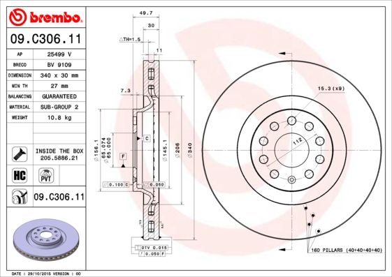 Тормозной диск BREMBO 09C30611