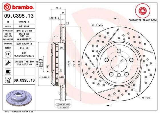 Тормозной диск BREMBO 09C39513