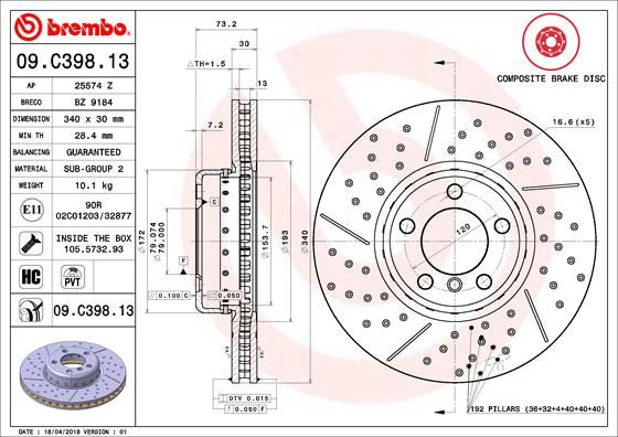 Тормозной диск BREMBO 09C39813